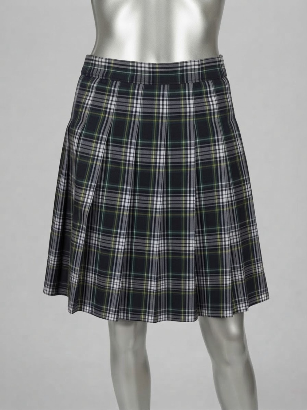 Dennis Girls Size 12 Green Navy Plaid Pleated Skirt Union Made USA H1864B